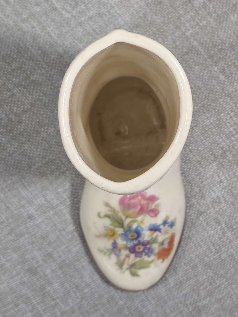 Vintage Ceramic Boot Vase Floral Crackle Glaze Cottagecore Decor